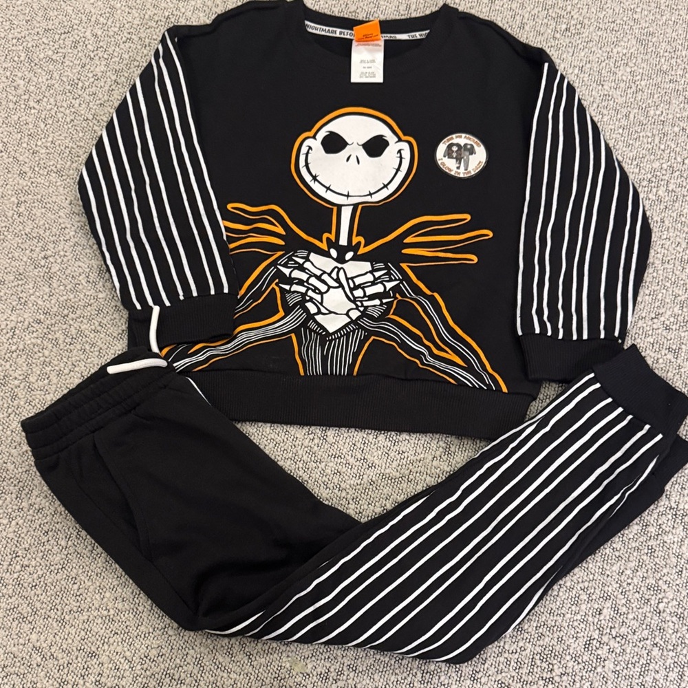 Nightmare before Christmas Skeleton Sweatshirt and Pants Set kids size 5